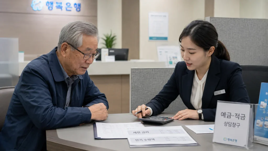 비과세 예금과 일반 과세 예금의 세후 이자를 비교하는 시니어