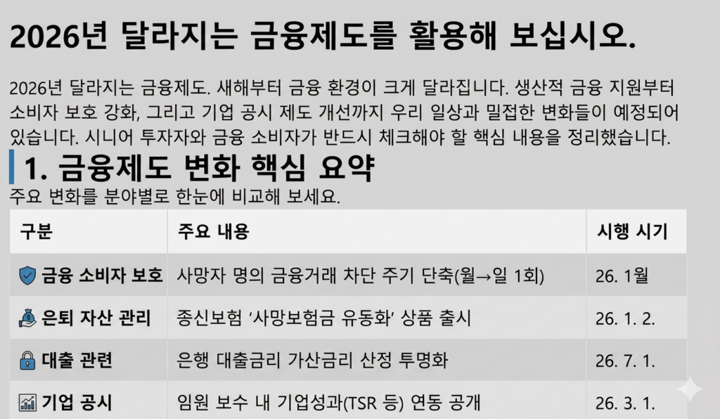 2026년 달라지는 금융제도 1