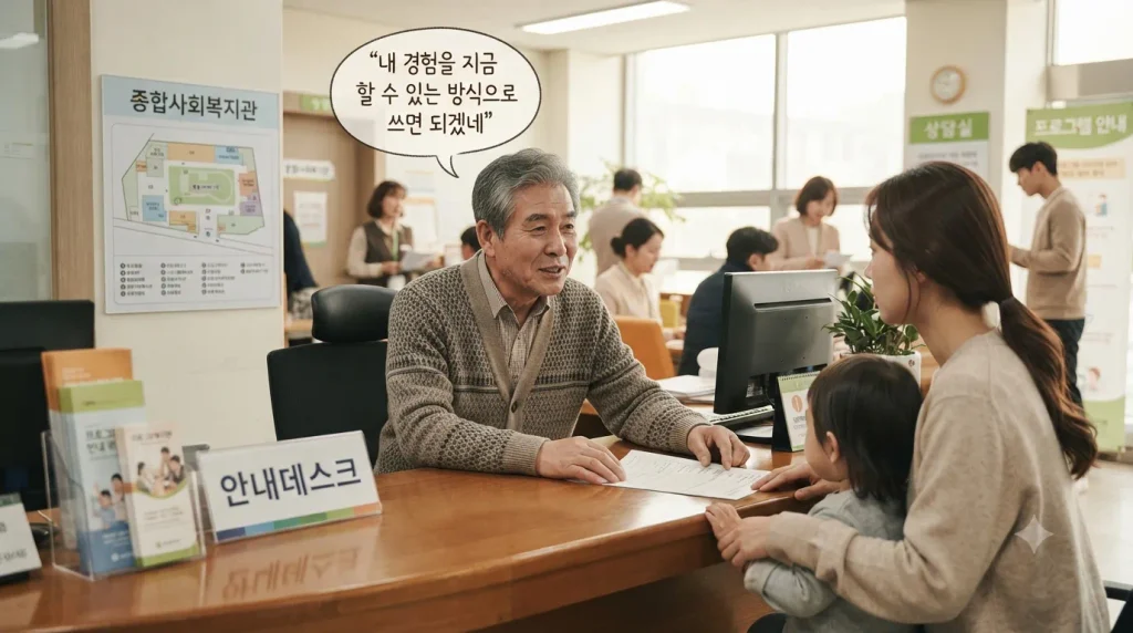 노인역량활용사업에서 과거 경력과 현재 가능한 업무를 비교하는 시니어