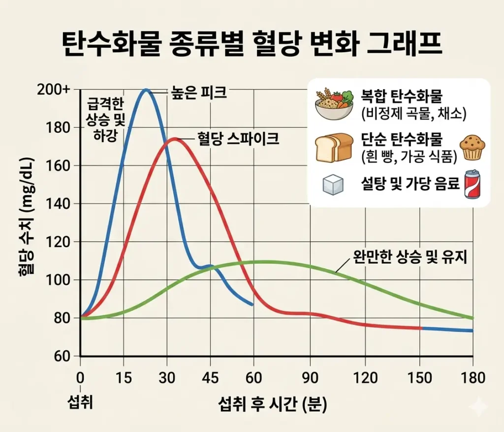 탄수화물 종류별 혈당 그래프