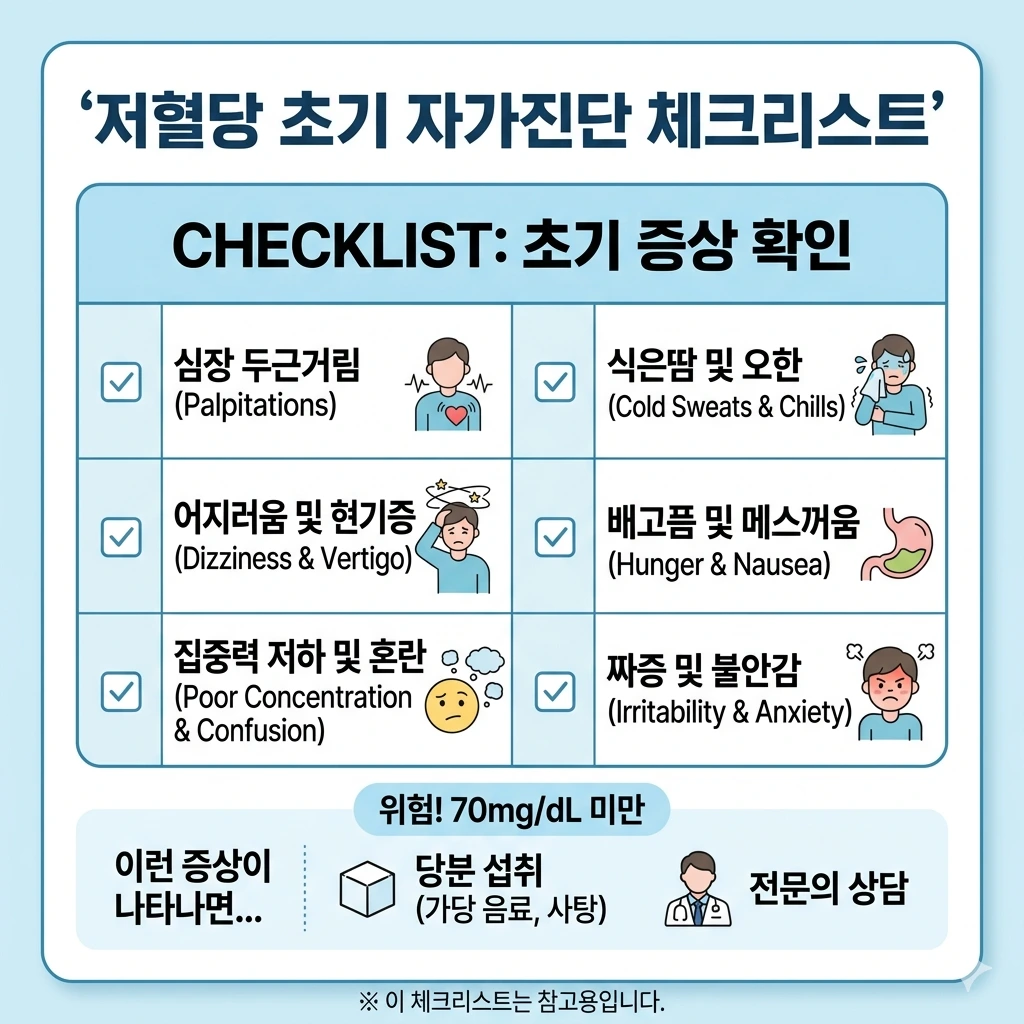저혈당 초기 자가진단 체크리스트