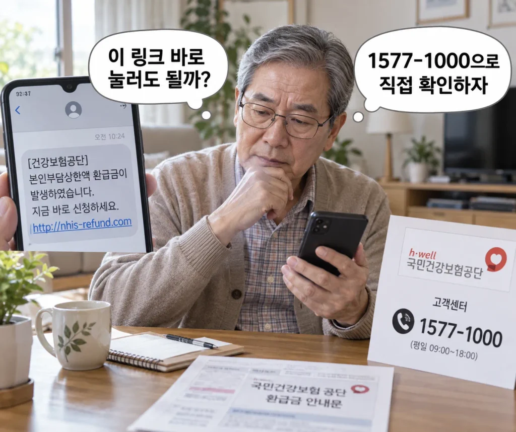 본인부담상한액 환급 문자 스미싱 주의사항